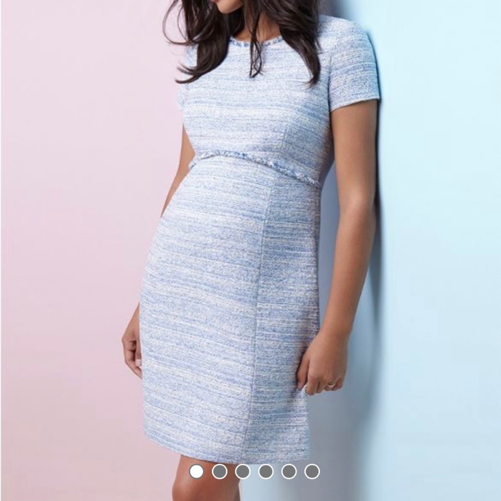Sky Blue Bouclé Maternity Shift Dress Size 4